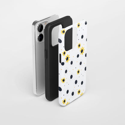 เคส iPhone ดอกทานตะวันเคลือบด้าน 2 ชั้น พิมพ์ลายด้วยมือครึ่งหนึ่ง 