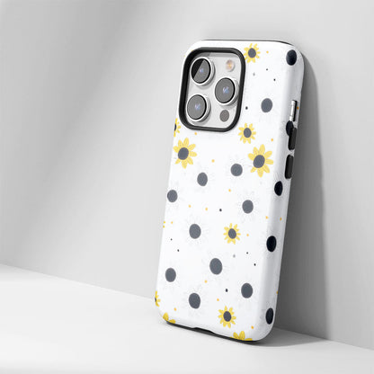 เคส iPhone ดอกทานตะวันเคลือบด้าน 2 ชั้น พิมพ์ลายด้วยมือครึ่งหนึ่ง 