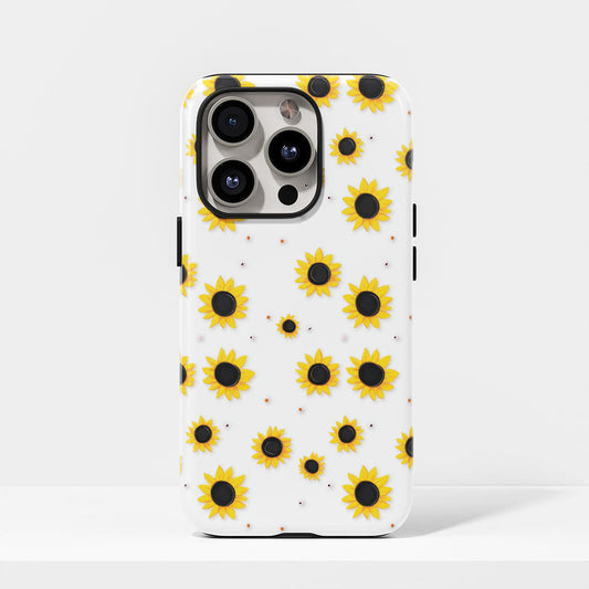 เคส iPhone ดอกทานตะวันเคลือบด้าน 2 ชั้น พิมพ์ลายด้วยมือครึ่งหนึ่ง 