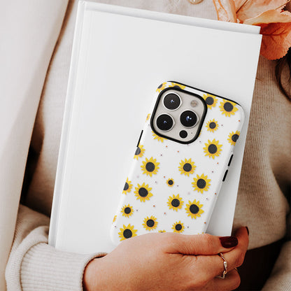 เคส iPhone ดอกทานตะวันเคลือบด้าน 2 ชั้น พิมพ์ลายด้วยมือครึ่งหนึ่ง 