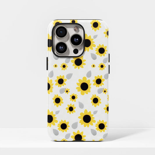 เคส iPhone ดอกทานตะวันเคลือบด้าน 2 ชั้น พิมพ์ลายด้วยมือครึ่งหนึ่ง 