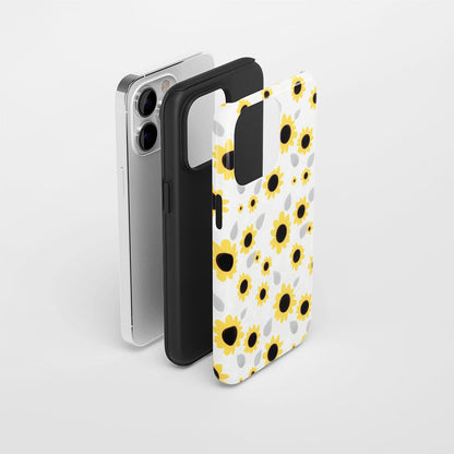 เคส iPhone ดอกทานตะวันเคลือบด้าน 2 ชั้น พิมพ์ลายด้วยมือครึ่งหนึ่ง 