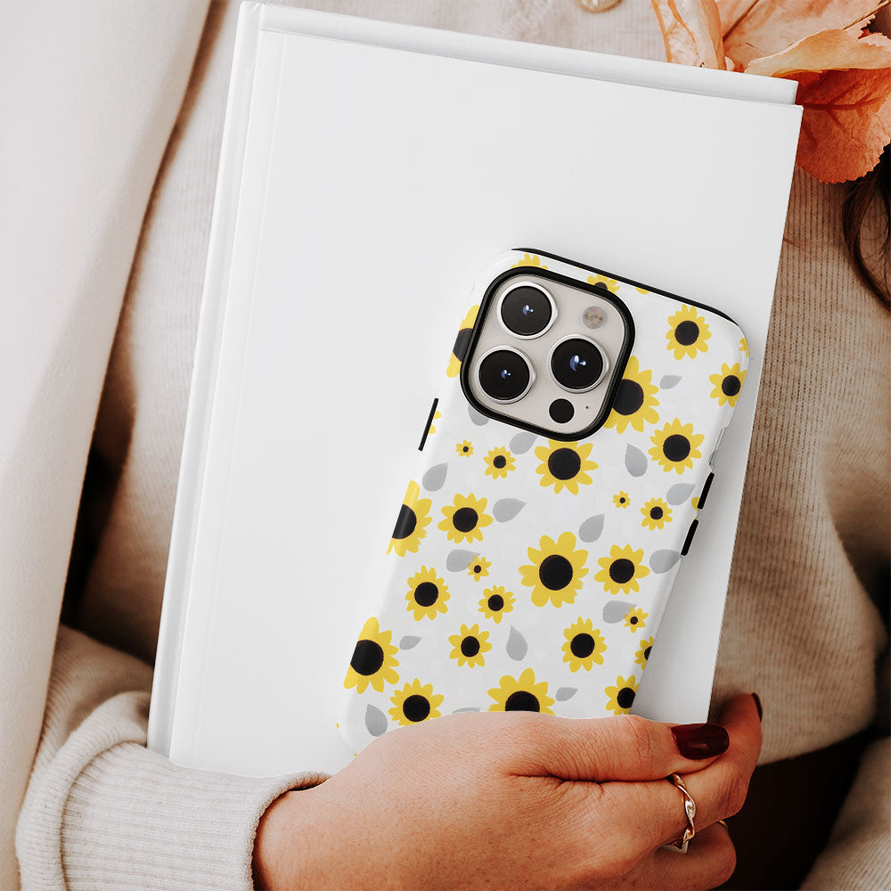 เคส iPhone ดอกทานตะวันเคลือบด้าน 2 ชั้น พิมพ์ลายด้วยมือครึ่งหนึ่ง 