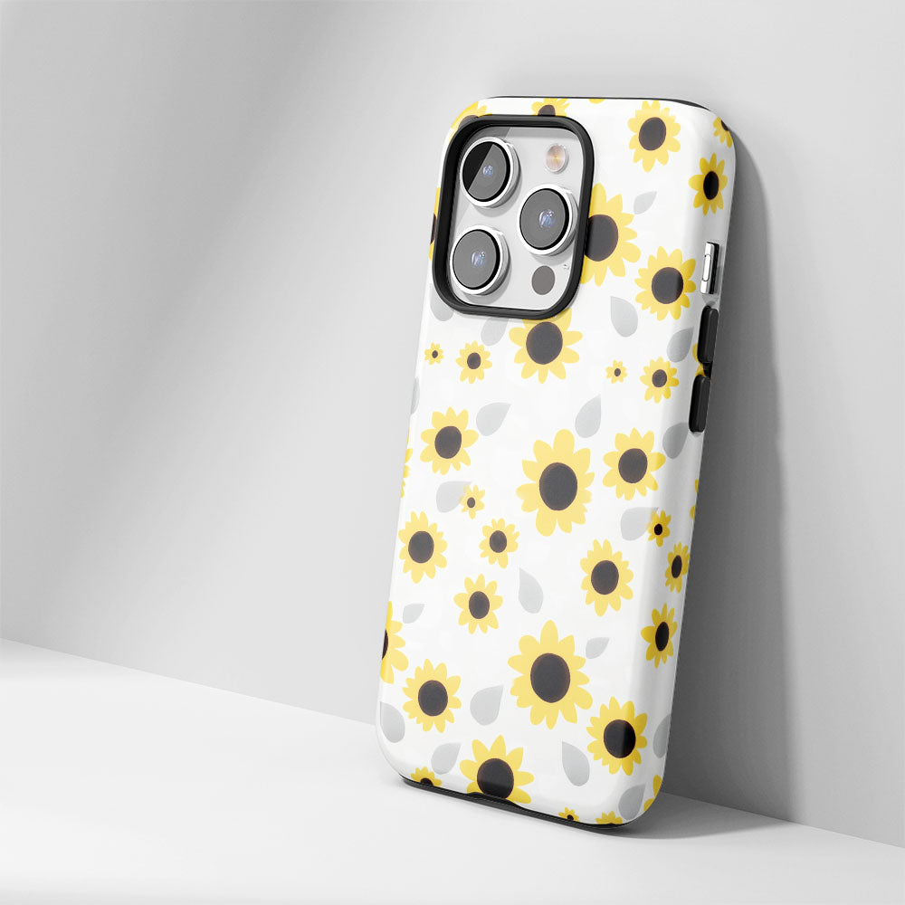 เคส iPhone ดอกทานตะวันเคลือบด้าน 2 ชั้น พิมพ์ลายด้วยมือครึ่งหนึ่ง 