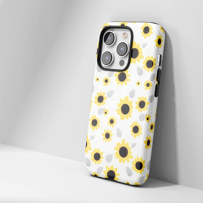 เคส iPhone ดอกทานตะวันเคลือบด้าน 2 ชั้น พิมพ์ลายด้วยมือครึ่งหนึ่ง 