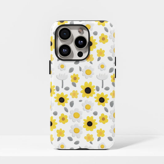 เคส iPhone ดอกทานตะวันเคลือบด้าน 2 ชั้น พิมพ์ลายด้วยมือครึ่งหนึ่ง 