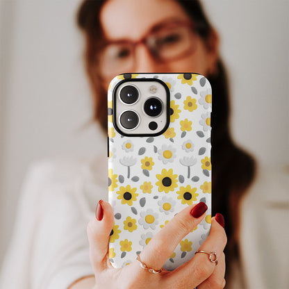 เคส iPhone ดอกทานตะวันเคลือบด้าน 2 ชั้น พิมพ์ลายด้วยมือครึ่งหนึ่ง 