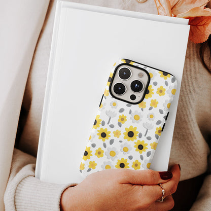 เคส iPhone ดอกทานตะวันเคลือบด้าน 2 ชั้น พิมพ์ลายด้วยมือครึ่งหนึ่ง 