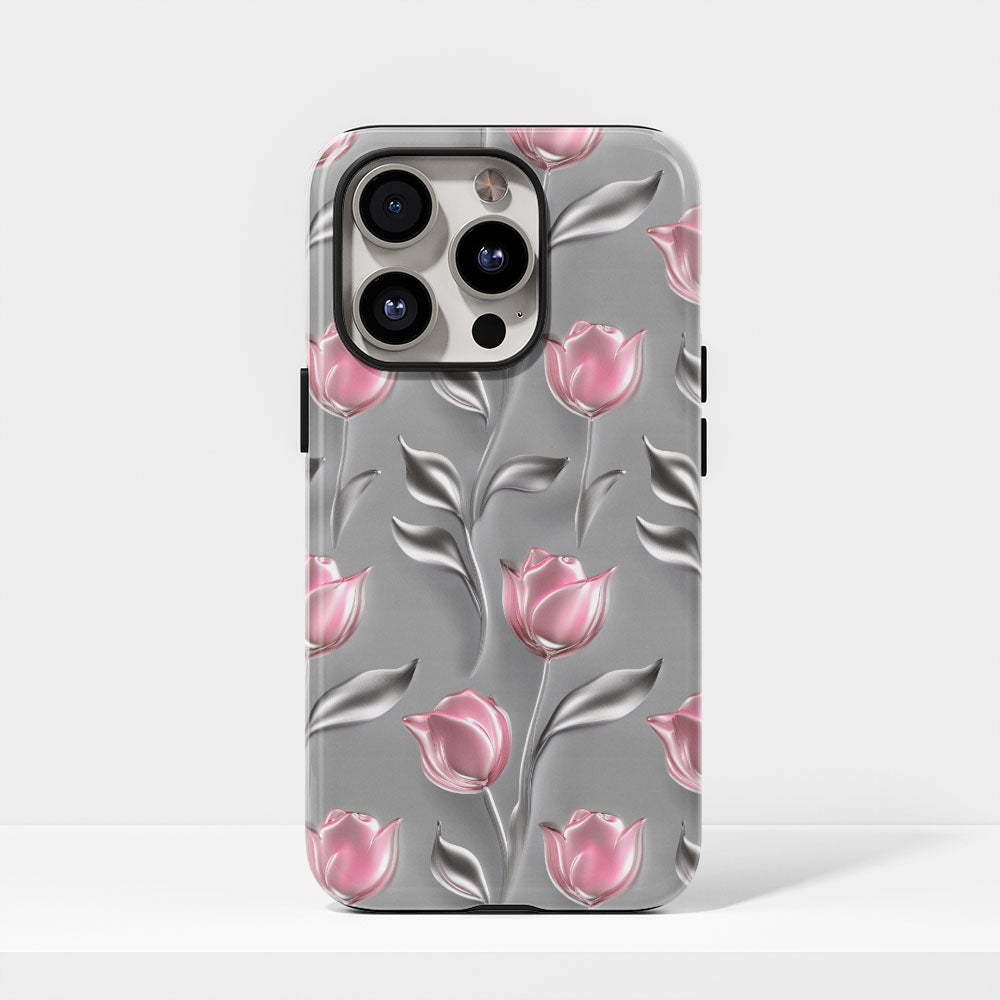 雙層半手印堅韌霧面鬱金香 iPhone 手機殼
