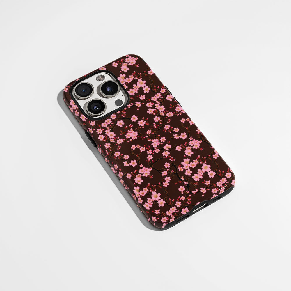 Double-Layer Semi-Handprinted Tough Matte Sakura iPhone Case