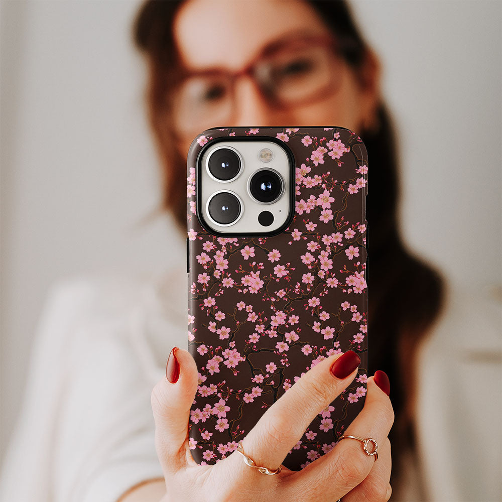 Double-Layer Semi-Handprinted Tough Matte Sakura iPhone Case