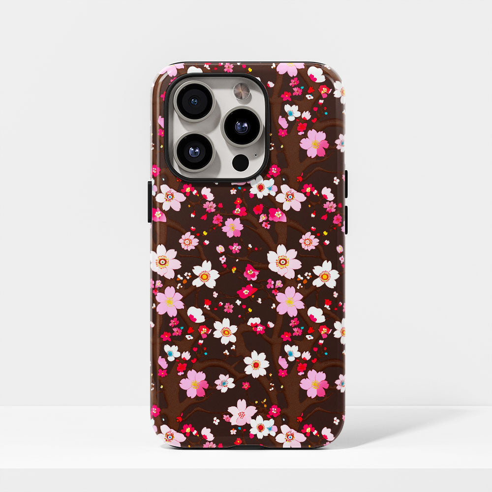 Double-Layer Semi-Handprinted Tough Matte Sakura iPhone Case