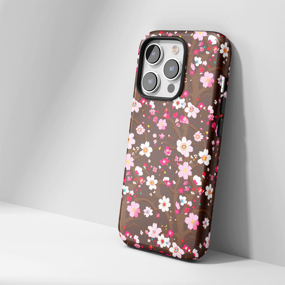 Double-Layer Semi-Handprinted Tough Matte Sakura iPhone Case