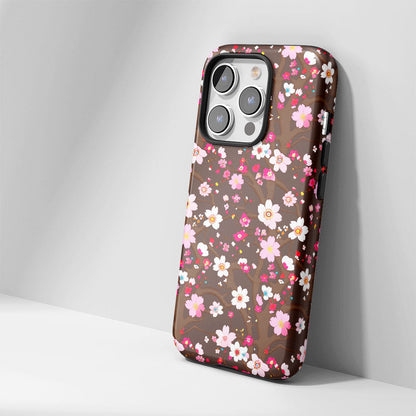 Double-Layer Semi-Handprinted Tough Matte Sakura iPhone Case
