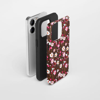 Double-Layer Semi-Handprinted Tough Matte Sakura iPhone Case