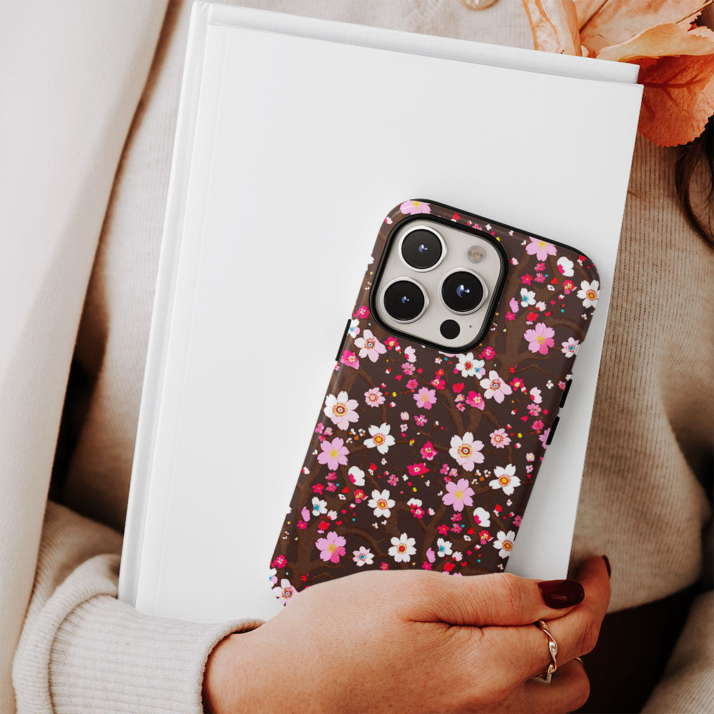 Double-Layer Semi-Handprinted Tough Matte Sakura iPhone Case