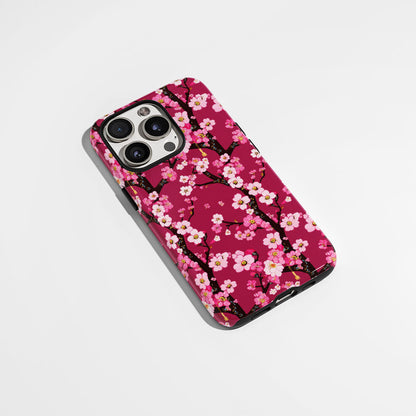 Double-Layer Semi-Handprinted Tough Matte Sakura iPhone Case