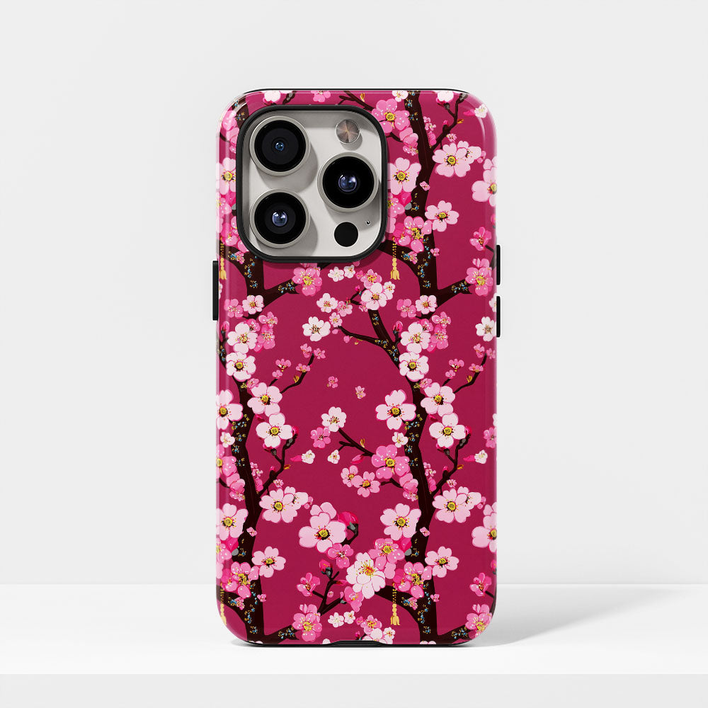 Double-Layer Semi-Handprinted Tough Matte Sakura iPhone Case