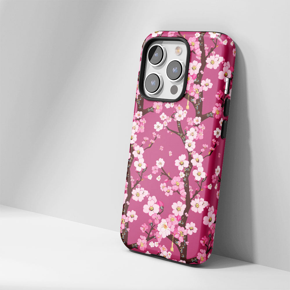Double-Layer Semi-Handprinted Tough Matte Sakura iPhone Case