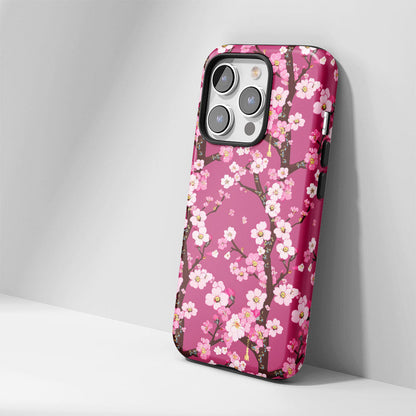 Double-Layer Semi-Handprinted Tough Matte Sakura iPhone Case