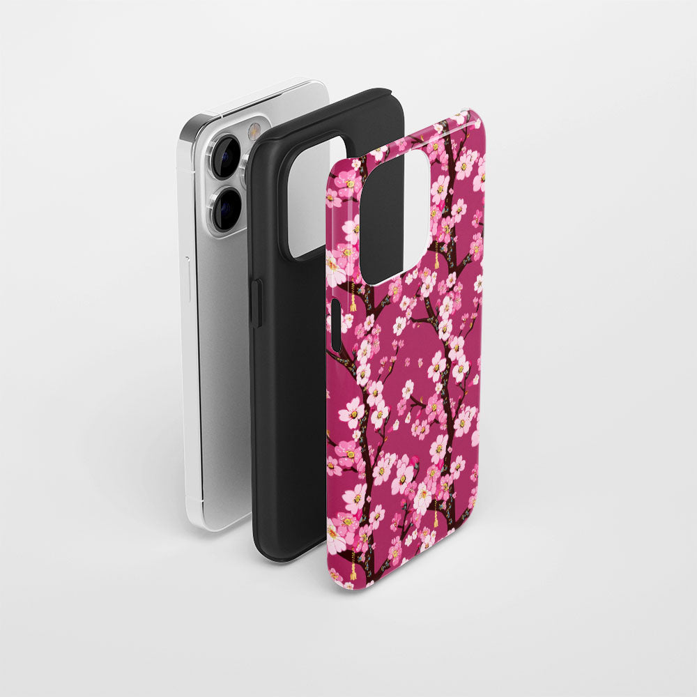 Double-Layer Semi-Handprinted Tough Matte Sakura iPhone Case