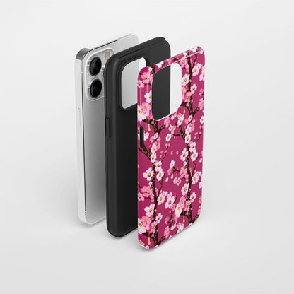 Double-Layer Semi-Handprinted Tough Matte Sakura iPhone Case