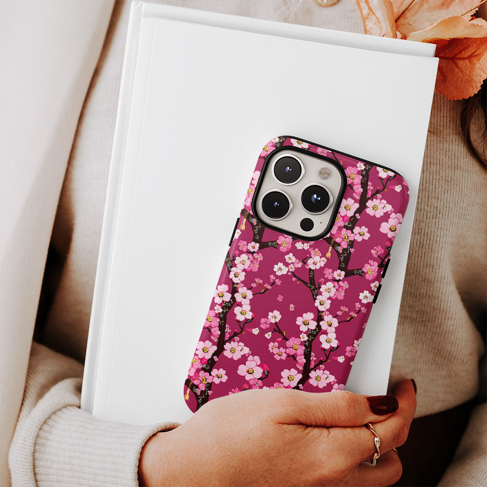 Double-Layer Semi-Handprinted Tough Matte Sakura iPhone Case