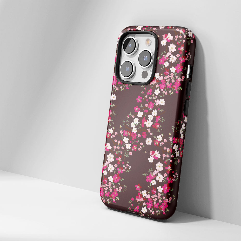 Double-Layer Semi-Handprinted Tough Matte Sakura iPhone Case