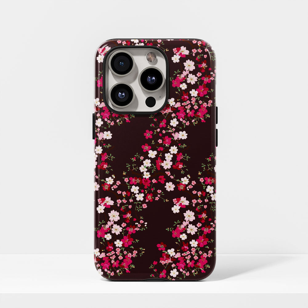 Double-Layer Semi-Handprinted Tough Matte Sakura iPhone Case