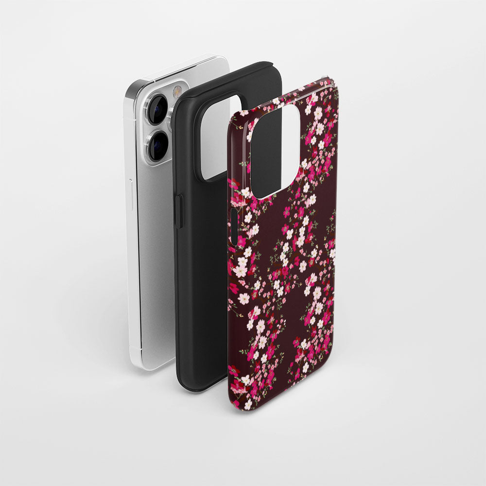 Double-Layer Semi-Handprinted Tough Matte Sakura iPhone Case