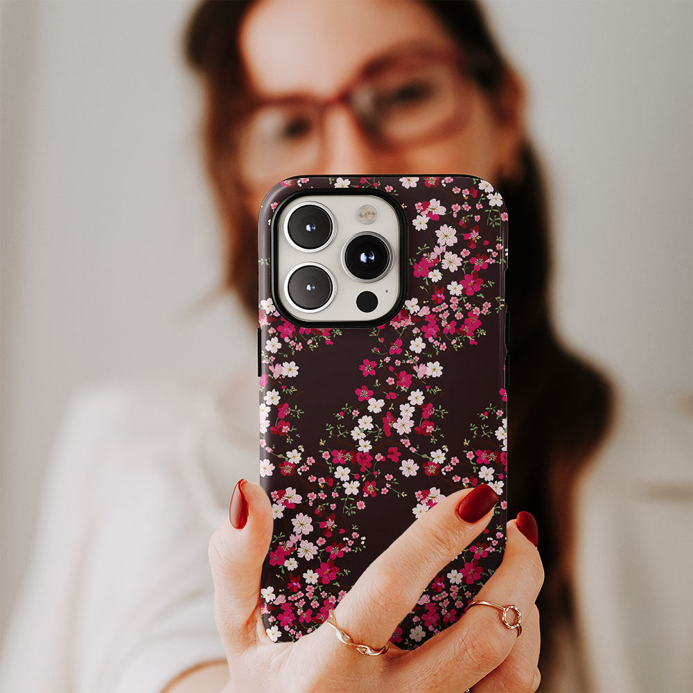 Double-Layer Semi-Handprinted Tough Matte Sakura iPhone Case