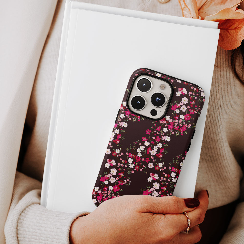 Double-Layer Semi-Handprinted Tough Matte Sakura iPhone Case