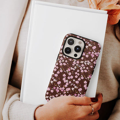 เคส iPhone Sakura แบบด้านแข็งพิมพ์ลายด้วยมือสองชั้น 