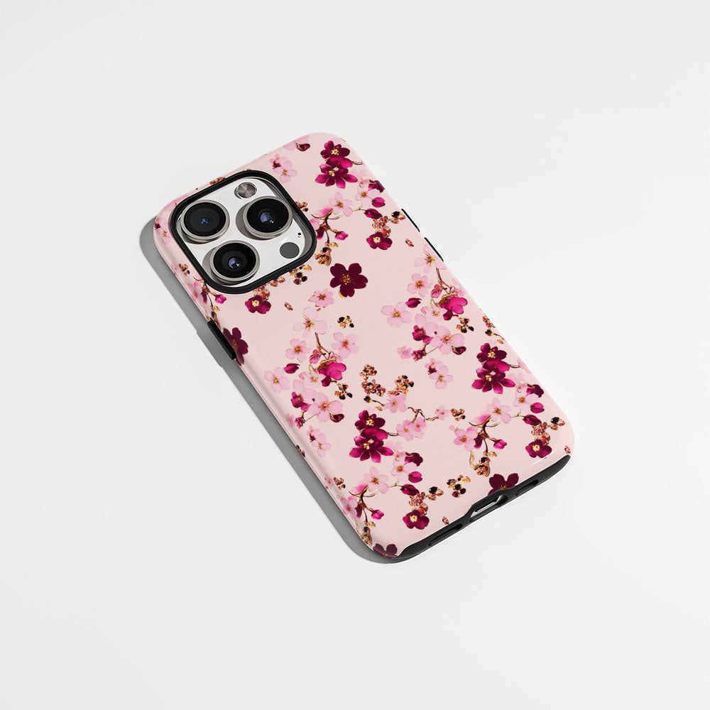 Double-Layer Semi-Handprinted Tough Matte Sakura iPhone Case