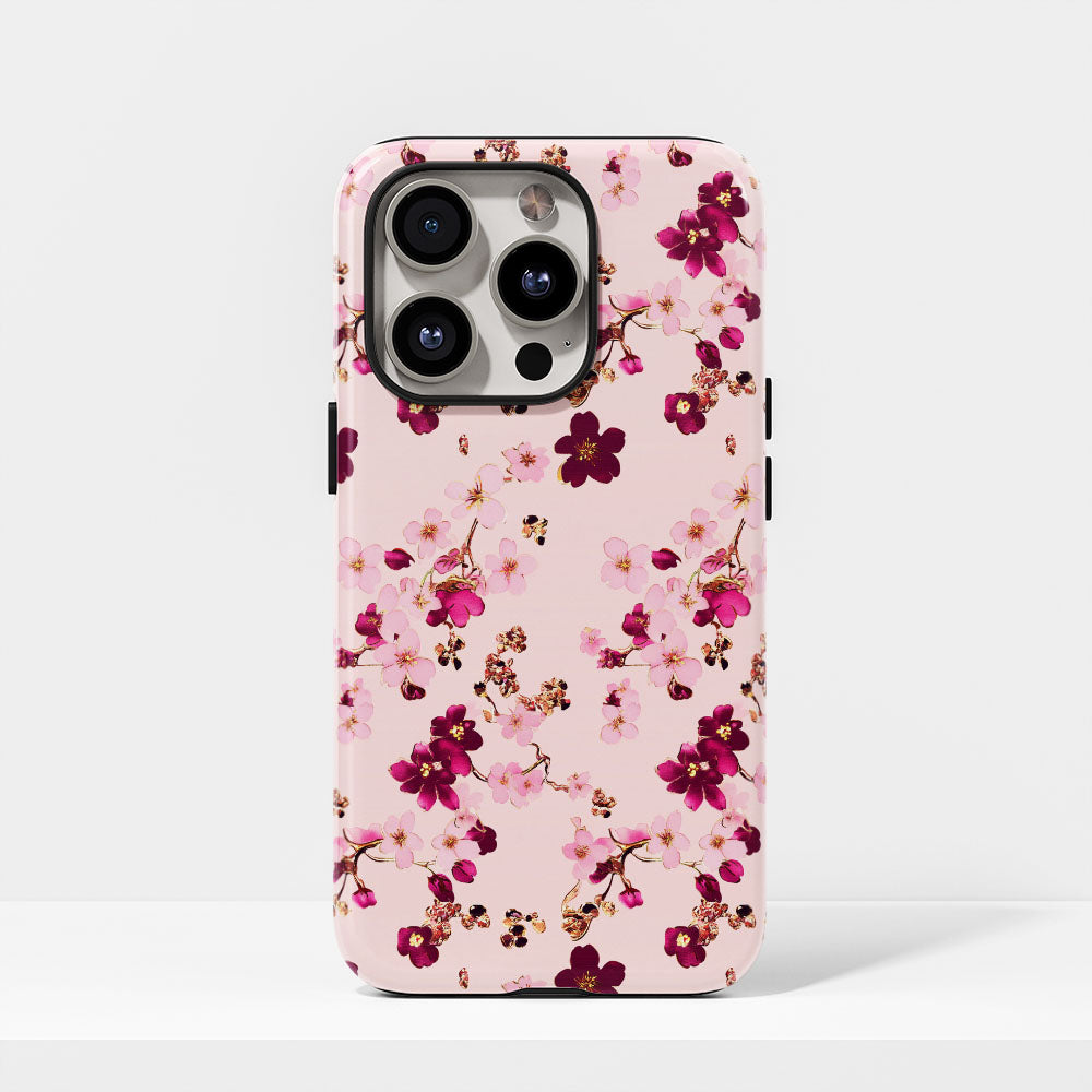 Double-Layer Semi-Handprinted Tough Matte Sakura iPhone Case