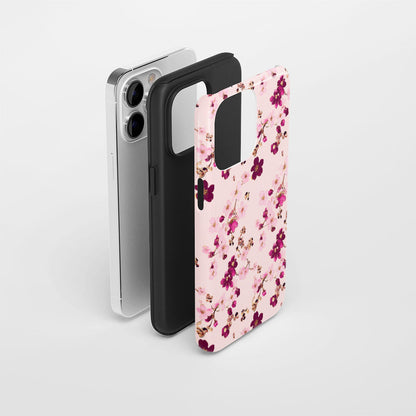 Double-Layer Semi-Handprinted Tough Matte Sakura iPhone Case