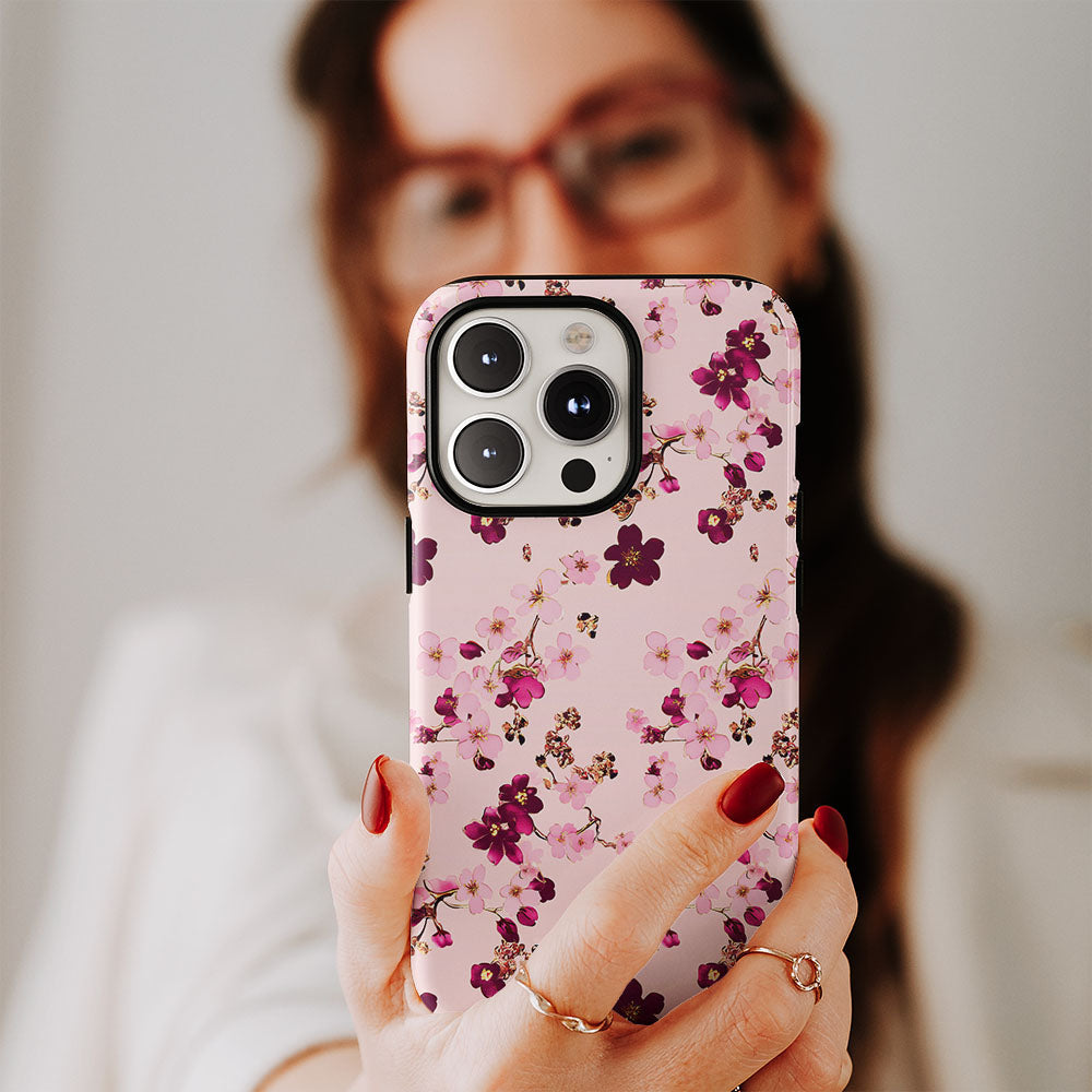 Double-Layer Semi-Handprinted Tough Matte Sakura iPhone Case
