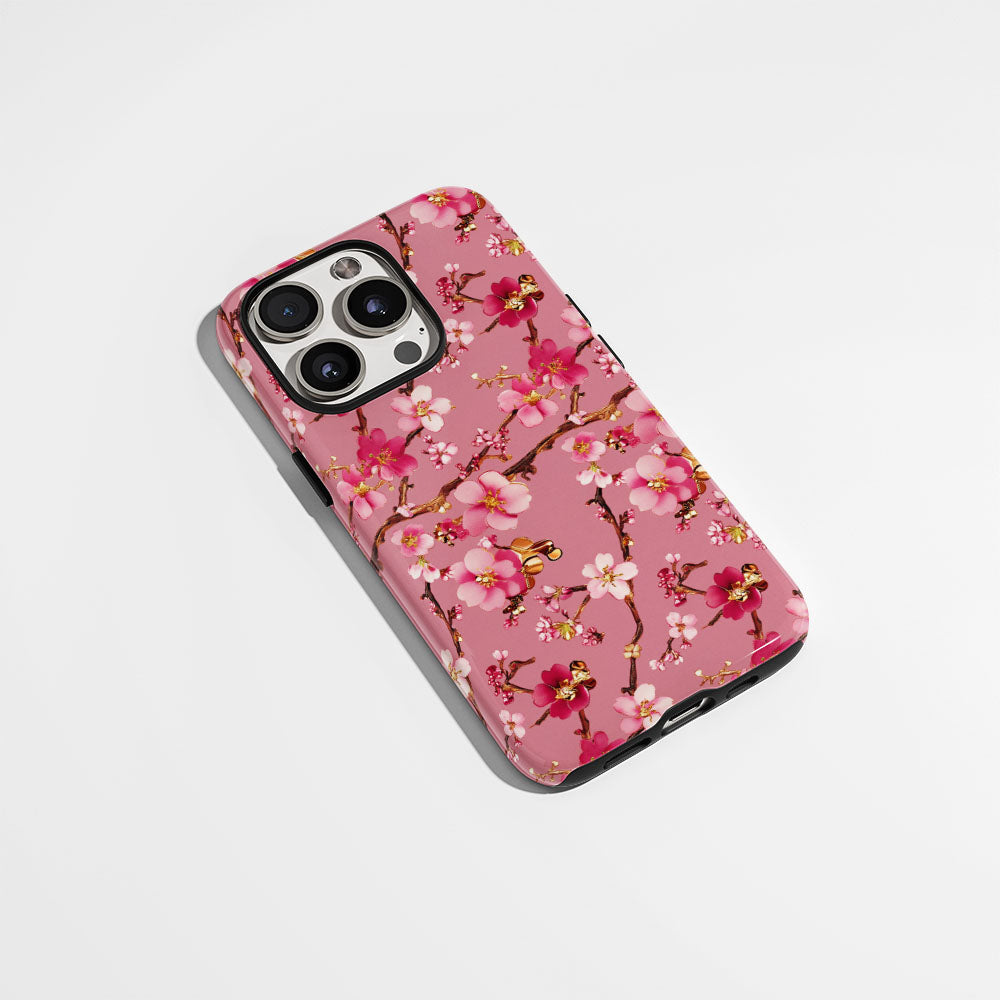 Double-Layer Semi-Handprinted Tough Matte Sakura iPhone Case