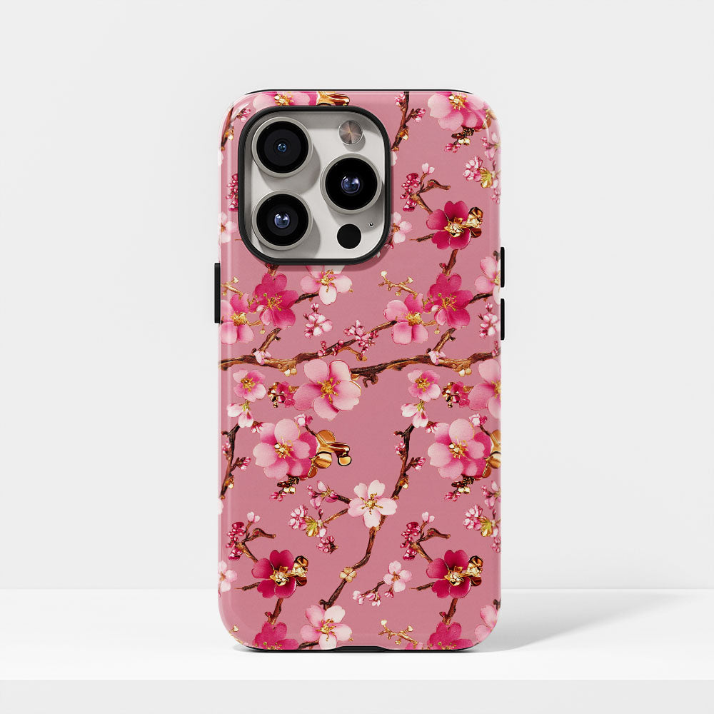 Double-Layer Semi-Handprinted Tough Matte Sakura iPhone Case