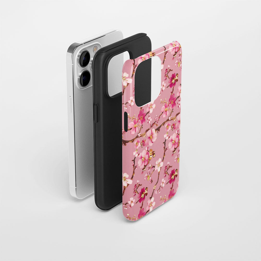 Double-Layer Semi-Handprinted Tough Matte Sakura iPhone Case