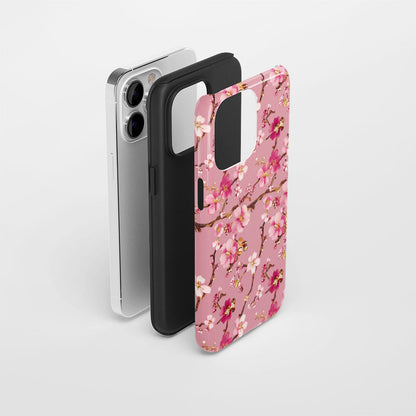 Double-Layer Semi-Handprinted Tough Matte Sakura iPhone Case