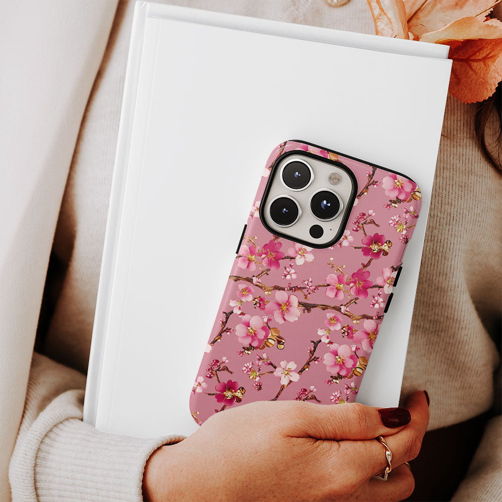 Double-Layer Semi-Handprinted Tough Matte Sakura iPhone Case