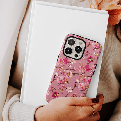 Double-Layer Semi-Handprinted Tough Matte Sakura iPhone Case