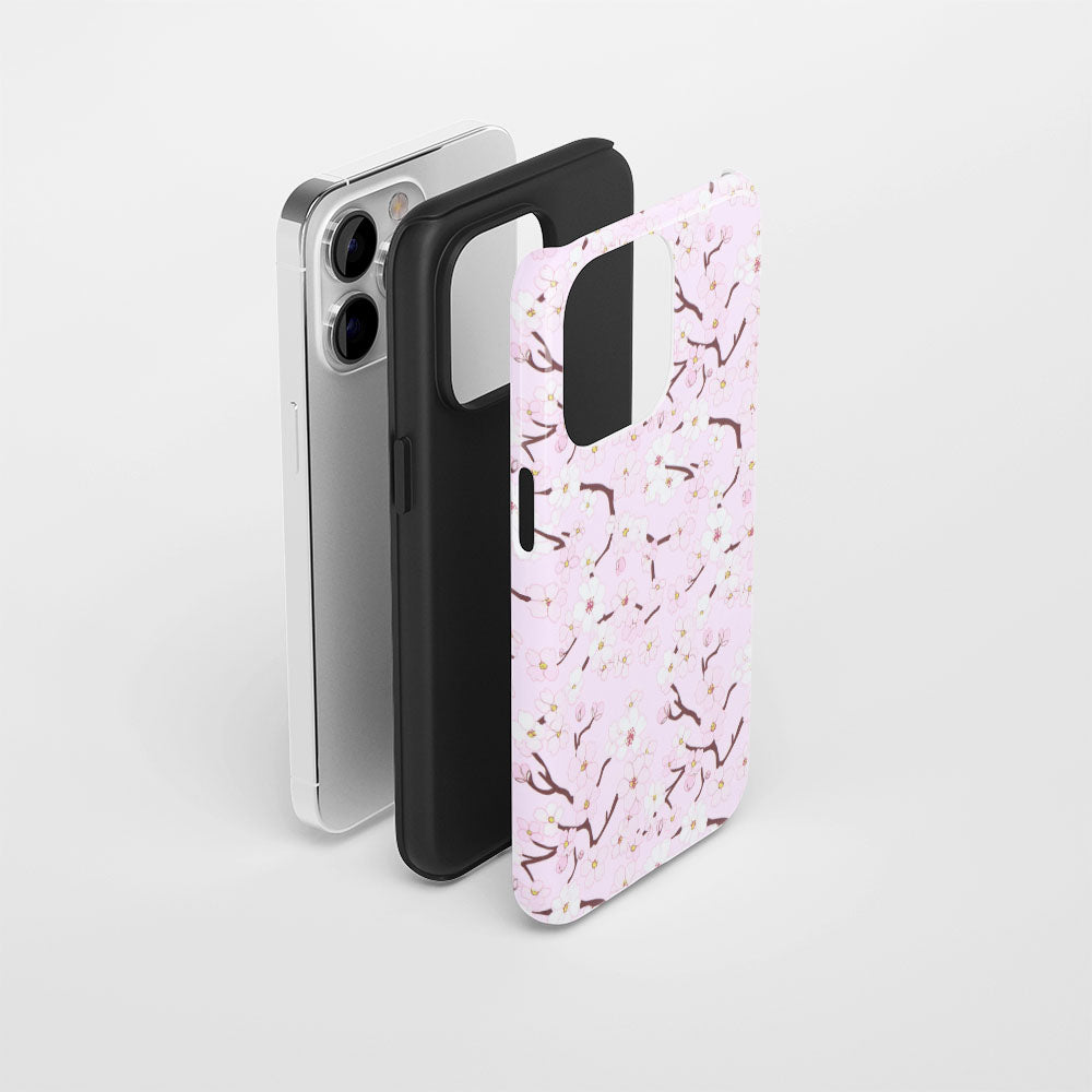 Double-Layer Semi-Handprinted Tough Matte Sakura iPhone Case