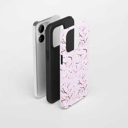 Double-Layer Semi-Handprinted Tough Matte Sakura iPhone Case
