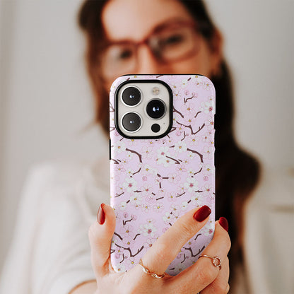 Double-Layer Semi-Handprinted Tough Matte Sakura iPhone Case