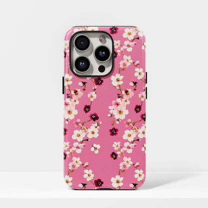 เคส iPhone Sakura แบบด้านแข็งพิมพ์ลายด้วยมือสองชั้น 