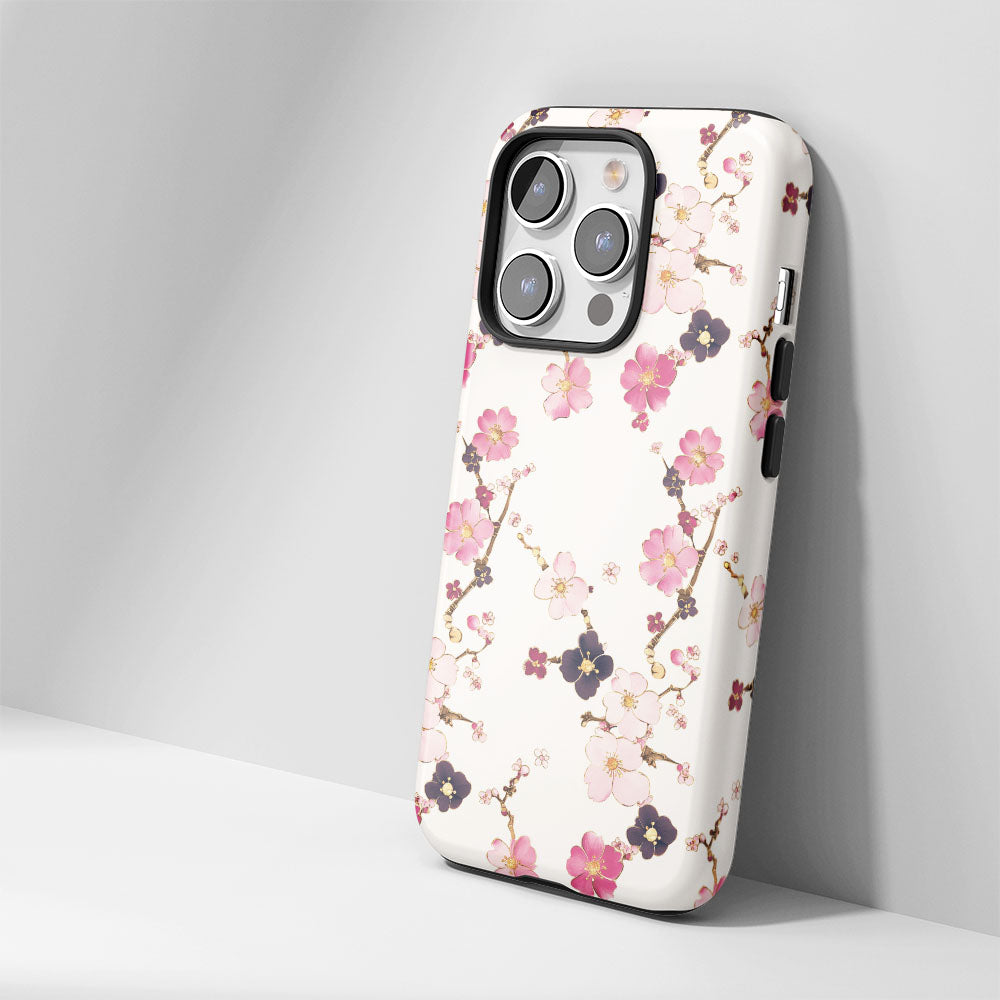 Double-Layer Semi-Handprinted Tough Matte Sakura iPhone Case