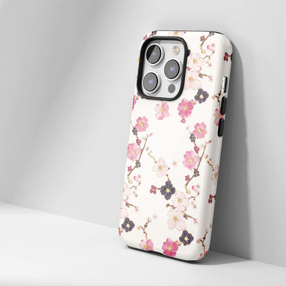 Double-Layer Semi-Handprinted Tough Matte Sakura iPhone Case