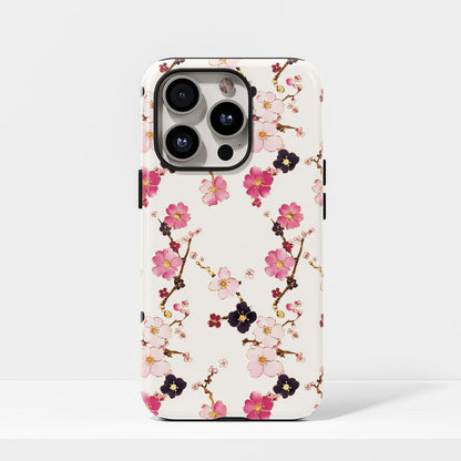 Double-Layer Semi-Handprinted Tough Matte Sakura iPhone Case
